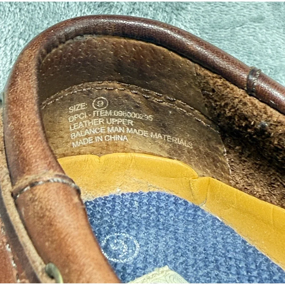 Cherokee Boat Shoes Mens 9 Brown Leather Moc Toe Lace Up Deck